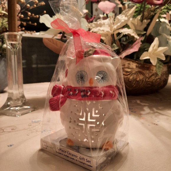 Mainstays Other - Christmas ceramic owl tealight holder